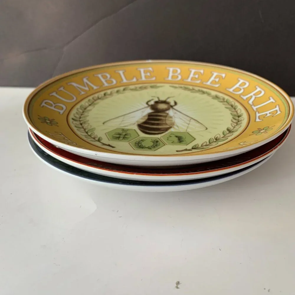 POTTERY BARN VINTAGE LABEL 3 CHEESE PLATES
